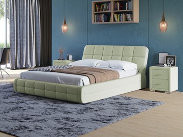 Кровать двуспальная Corso-6 140x200, Экокожа (Зеленое яблоко) в Элисте