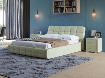 Кровать спальная Corso-6 140x200, Велюр (Лофти Олива) в Элисте