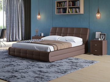 Кровать 2-спальная Corso-6 180х200, Экокожа (Коричневый) в Элисте