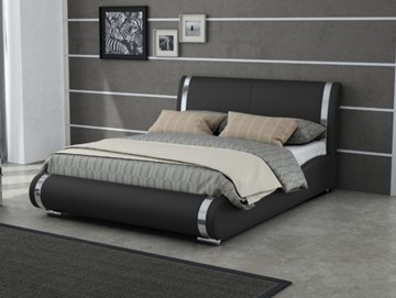 Спальная кровать Corso-8 140x200, Экокожа (Черный) в Элисте