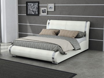 Двуспальная кровать Corso-8 160x200, Экокожа (Кайман белый) в Элисте