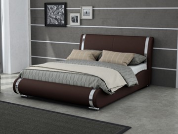 Двуспальная кровать Corso-8 200x200, Экокожа (Коричневый) в Элисте - предосмотр
