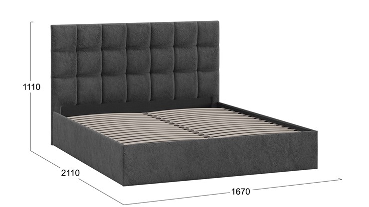 Кровать двуспальная Эмбер тип 1 (Микровелюр Wellmart Graphite) в Элисте - изображение 2