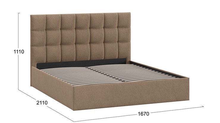 Кровать Эмбер тип 1 (Микровелюр Wellmart Latte) в Элисте - изображение 2