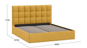 Кровать двуспальная Эмбер тип 1 (Микровелюр Wellmart Yellow) в Элисте - предосмотр 2
