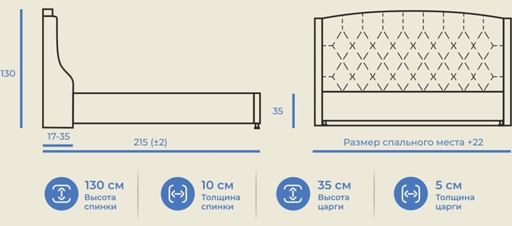 Спальная кровать Франческа 180х200 с подъемным механизмом и дном в Элисте - изображение 9