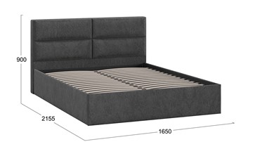 Спальная кровать Глосс Тип 1 (Микровелюр Wellmart Graphite) в Элисте - предосмотр 1