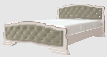 Кровать 2-х спальная Карина-10 (Дуб Молочный, светлая обивка) 160х200 в Элисте