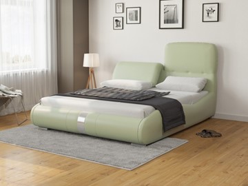 Кровать 2-х спальная Лукка 140х200, Экокожа (Зеленое яблоко) в Элисте
