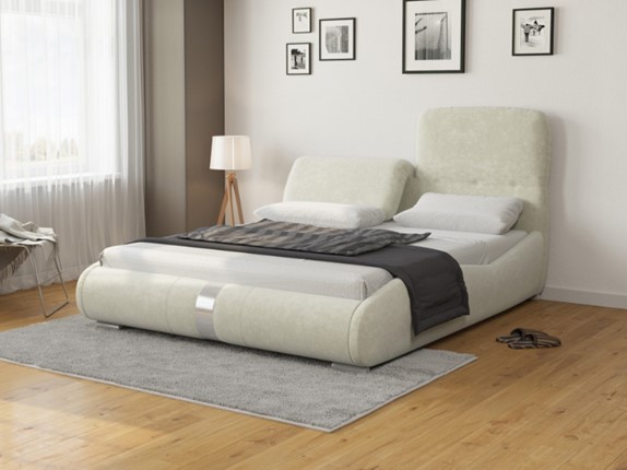 Кровать в спальню Лукка 160х200, Велюр (Лофти лён) в Элисте - изображение