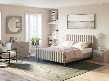 Спальная кровать Madison 140x200, Искусственная шерсть (Лама Светло-серый) в Элисте - предосмотр 1