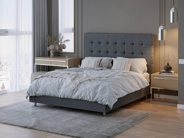 Кровать 2-спальная Madrid Boxspring Standart 160х200, Рогожка (Savana Grey (серый)) в Элисте