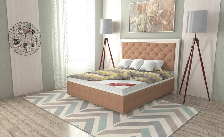 Кровать в спальню Манхэттен 160х200 (с основанием), высота спинки - 130 см в Элисте - изображение 9