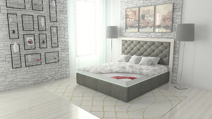 Двуспальная кровать Манхэттен 180х200 (с основанием), с высотой спинки - 130 см в Элисте - изображение 1