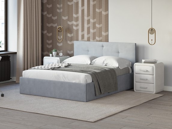 Кровать 2-спальная Mono Plus 160х200, Рогожка (Тетра Графит) в Элисте - изображение