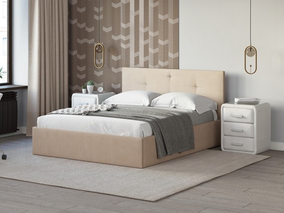 Двуспальная кровать Mono Plus 160х200, Рогожка (Тетра Ореховый) в Элисте - изображение