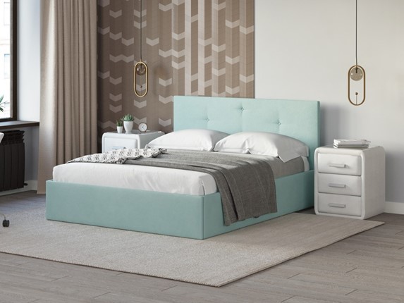 Кровать в спальню Mono Plus 160х200, Велюр (Monopoly Мятный лёд (670)) в Элисте - изображение
