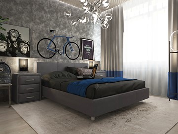 Кровать 2-спальная Novo 160х200, Рогожка (Savana Grey (серый)) в Элисте