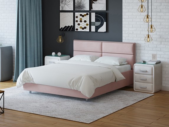 Кровать спальная Pado 180х200, Велюр (Ultra Розовый мусс) в Элисте - изображение