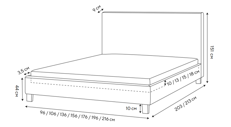 Кровать спальная Rhomby 160х200, Рогожка (Тетра Бежевый) в Элисте - изображение 1