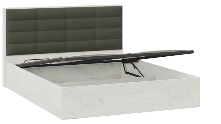 Кровать спальная с подъемным механизмом Агата тип 1 (Дуб крафт белый, Велюр Серый) в Элисте - изображение 2