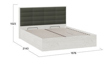 Кровать спальная с подъемным механизмом Агата тип 1 (Дуб крафт белый, Велюр Серый) в Элисте - предосмотр 4