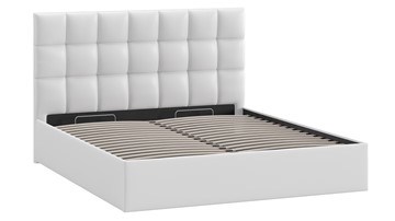 Кровать двуспальная с подъемным механизмом Эмбер (Экокожа белая) в Элисте - предосмотр 1