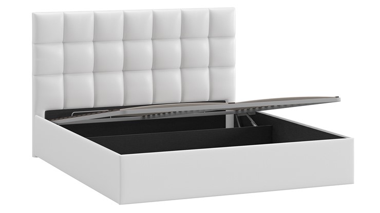 Кровать двуспальная с подъемным механизмом Эмбер (Экокожа белая) в Элисте - изображение 2