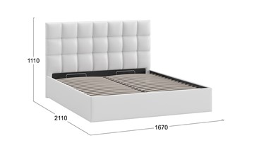 Кровать двуспальная с подъемным механизмом Эмбер (Экокожа белая) в Элисте - предосмотр 3
