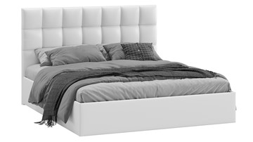 Кровать двуспальная с подъемным механизмом Эмбер (Экокожа белая) в Элисте