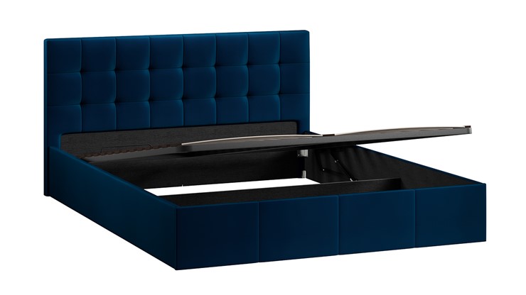 Кровать 2-спальная с подъемным механизмом Эмма с заглушиной (Велюр Confetti Blue) в Элисте - изображение 1