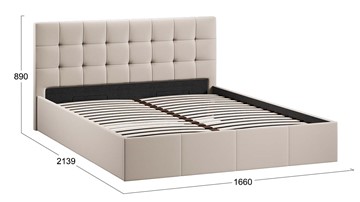 Кровать 2-спальная с подъемным механизмом Эмма с заглушиной (Велюр Confetti Cream) в Элисте - предосмотр 3