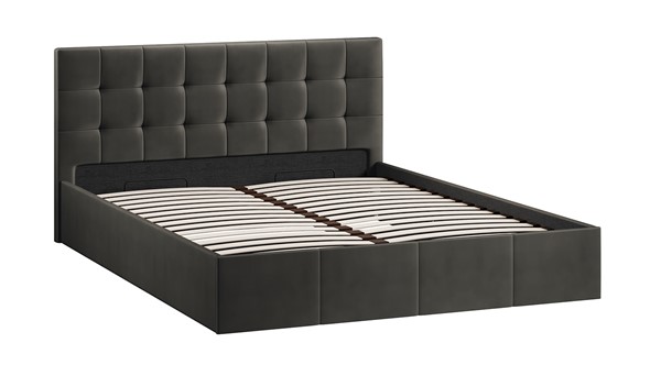 Кровать спальная с подъемным механизмом Эмма с заглушиной (Велюр Confetti Stone) в Элисте - изображение