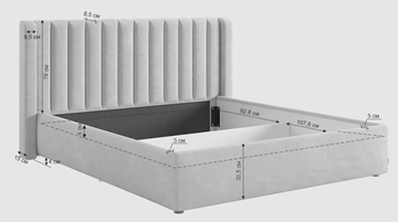 Кровать 2-спальная с подъемным механизмом Ева (галька (велюр)) в Элисте - предосмотр 5