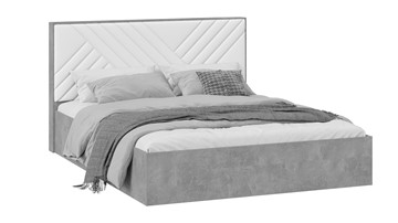 Кровать двуспальная с подъемным механизмом Хилтон Тип 1 без заглушины (Ателье светлый/Белый) в Элисте