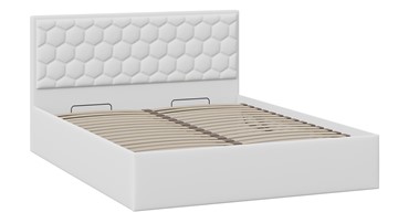 Кровать 2-х спальная с подъемным механизмом Порто (Экокожа белая Polo) без заглушины в Элисте - предосмотр 1