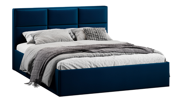 Кровать спальная с подъемным механизмом с заглушиной Стелла тип 1 (Велюр Confetti Blue) в Элисте - изображение