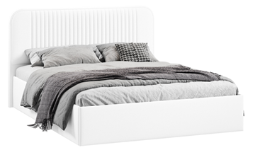Кровать спальная с подъемным механизмом с заглушиной Тиффани тип 1 (Экокожа белая Polo) в Элисте - предосмотр