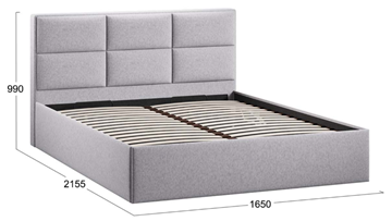 Кровать двуспальная с подъемным механизмом с заглушиной Стелла тип 1 (Микровелюр Jercy Silver) в Элисте - предосмотр 3