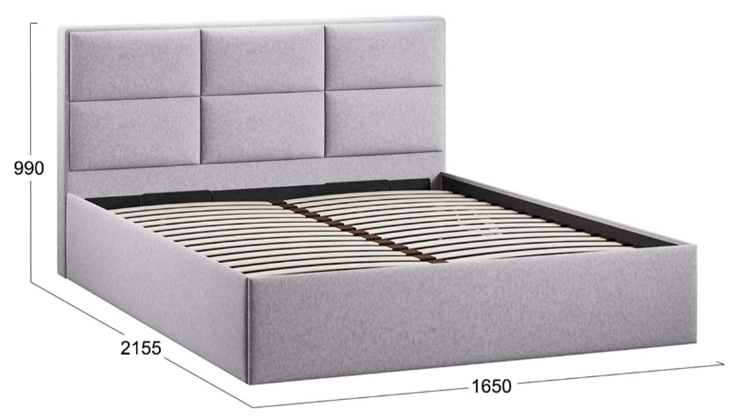 Кровать двуспальная с подъемным механизмом с заглушиной Стелла тип 1 (Микровелюр Jercy Silver) в Элисте - изображение 3