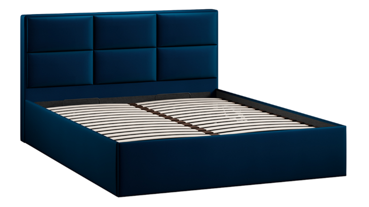 Кровать спальная с подъемным механизмом с заглушиной Стелла тип 1 (Велюр Confetti Blue) в Элисте - изображение 1