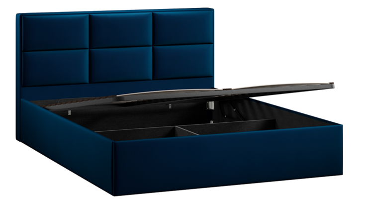 Кровать спальная с подъемным механизмом с заглушиной Стелла тип 1 (Велюр Confetti Blue) в Элисте - изображение 2