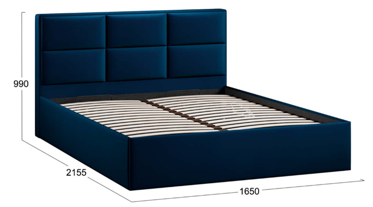 Кровать спальная с подъемным механизмом с заглушиной Стелла тип 1 (Велюр Confetti Blue) в Элисте - изображение 3