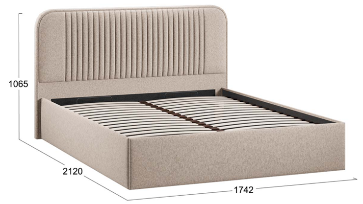 Кровать спальная с подъемным механизмом с заглушиной Тиффани тип 1 (Микровелюр Jercy Cream) в Элисте - изображение 3
