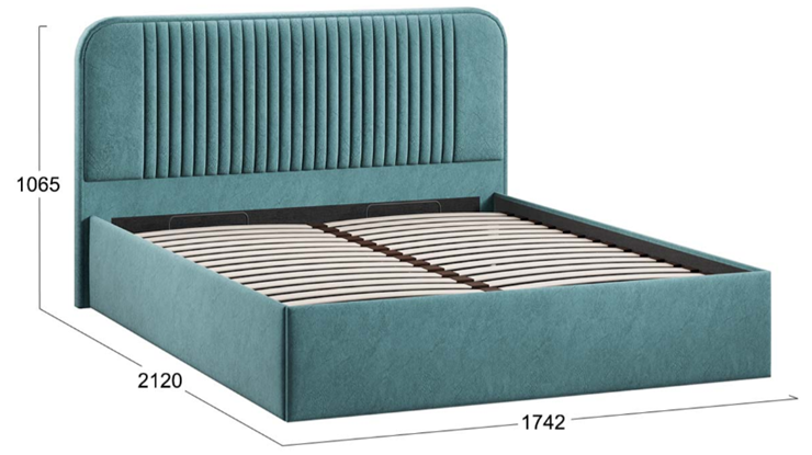 Кровать спальная с подъемным механизмом с заглушиной Тиффани тип 1 (Микровелюр Wellmart Indigo) в Элисте - изображение 3
