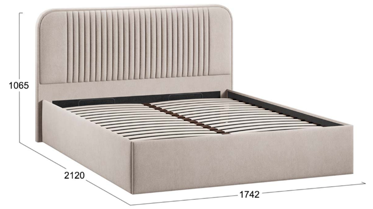 Кровать двуспальная с подъемным механизмом Тиффани тип 1 (Велюр Мокко светлый) в Элисте - изображение 3