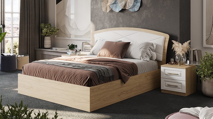 Кровать 2-х спальная Сэнди Тип 1 (Вяз благородный/Белый) в Элисте - изображение 2