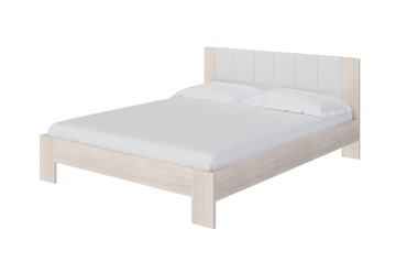 Спальная кровать Soft 1, 160х200, ЛДСП Дуб Шамони+экокожа (Дуб Шамони с белым) в Элисте - предосмотр