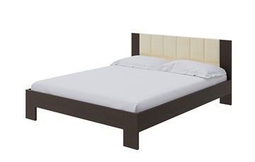 Двуспальная кровать Soft 1, 160х200, ЛДСП Венге+экокожа (Дуб Венге/Athens Светло-бежевый) в Элисте
