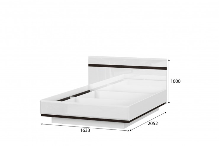 Кровать Соло универсальная 1,6х2,0, белый/белый глянец/венге в Элисте - изображение 1